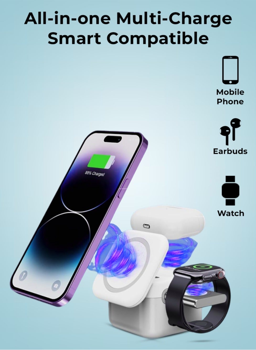 Glassology 3 In 1 15W Foldable Wireless Charger