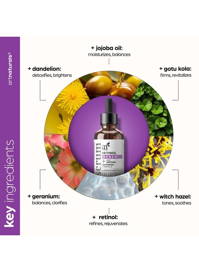 artnaturals - Retinol Serum For Face - With Vitamin C, 2.5% Retinol Oil & Hyaluronic-Acid - Skin Clearing - Anti-Aging, Anti-Wrinkle Eye Serum - Skin Repair, Night Therapy (1 Fl Oz / 30Ml) (Anga-0127) - Image 1