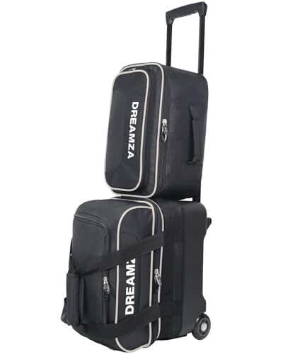 DREAMZA Single Bowling Ball Bag with Wheels Deluxe Rolling Bowling Bags 1 Ball and Shoes Pocket wMolded BallCup Bonus Storage Bag 40 Retractable Handle Large 1 Ball Bowling Bags with Wheels - Image 1