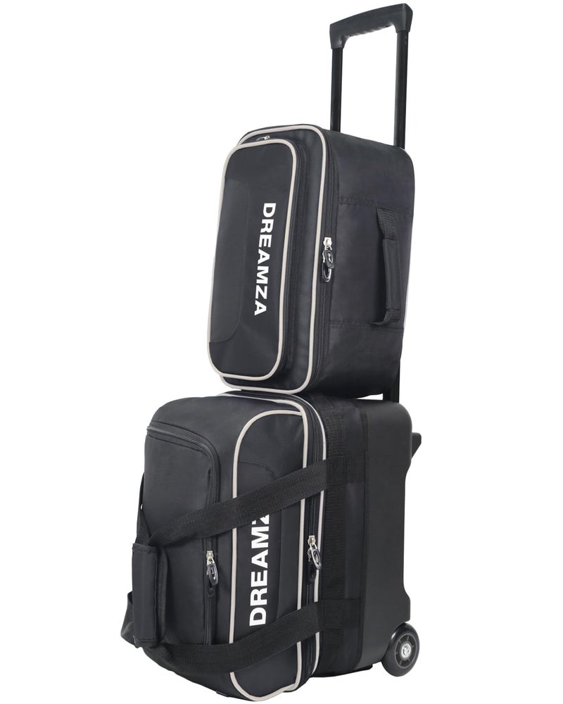 DREAMZA Single Bowling Ball Bag with Wheels Deluxe Rolling Bowling Bags 1 Ball and Shoes Pocket wMolded BallCup Bonus Storage Bag 40 Retractable Handle Large 1 Ball Bowling Bags with Wheels - Image 2