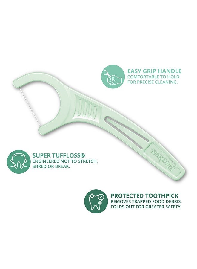 Plackers Micro Mint Dental Floss Picks, Made with Super TufFloss®, Protected Fold Away Pick, Easy to Use, Cool Mint, Green, Individually Wrapped, 500 Count - Image 2