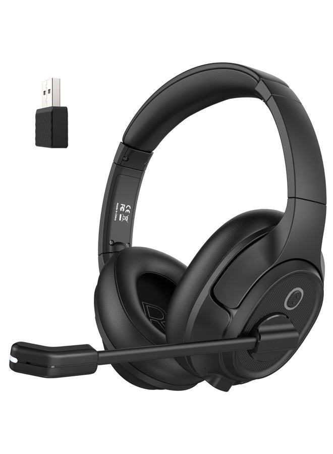 EKSA سماعة رأس لاسلكية H6 مع ميكروفون وموصل USB [حتى 55 ساعة ونطاق 10 أمتار] سماعة بلوتوث للكمبيوتر مع ميكروفون لإلغاء الضوضاء بالذكاء الاصطناعي، سماعة فوق الأذن للأعمال/المكتب/المنزل/الفرق/زووم - Image 1