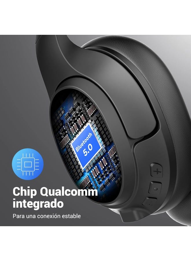 EKSA سماعة رأس لاسلكية H6 مع ميكروفون وموصل USB [حتى 55 ساعة ونطاق 10 أمتار] سماعة بلوتوث للكمبيوتر مع ميكروفون لإلغاء الضوضاء بالذكاء الاصطناعي، سماعة فوق الأذن للأعمال/المكتب/المنزل/الفرق/زووم - Image 5