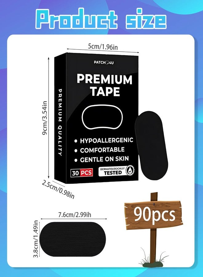 CartHome ٩٠ قطعة من شريط الفم للنوم، أجهزة عملية مضادة للشخير، شريط فم أسود، جودة مناسبة، مناسب للرياضة والاسترخاء واليوغا والتأمل والنوم، يمنع الشخير ويساعد على التنفس المريح أثناء الليل. - Image 2