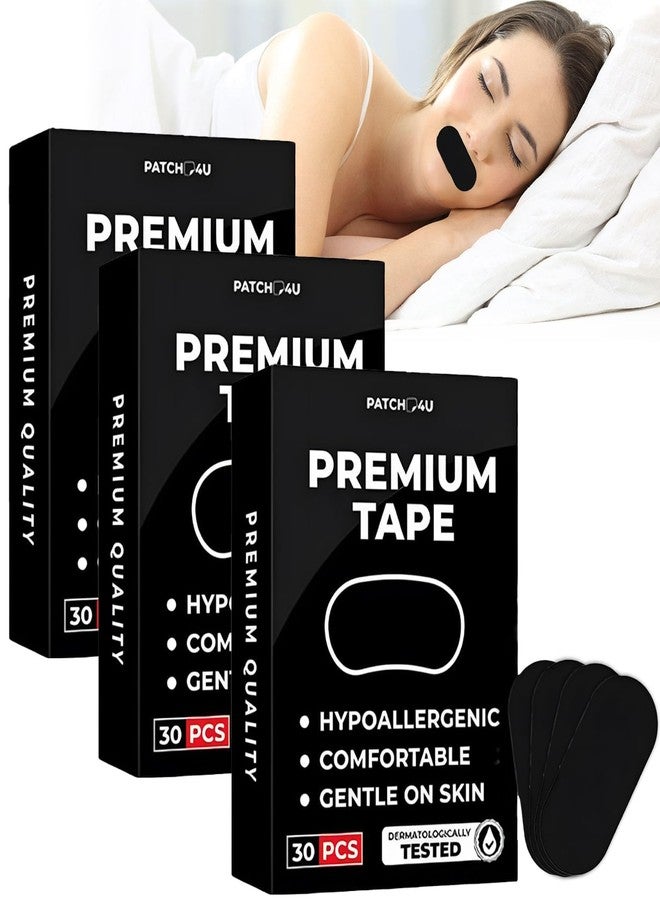 CartHome ٩٠ قطعة من شريط الفم للنوم، أجهزة عملية مضادة للشخير، شريط فم أسود، جودة مناسبة، مناسب للرياضة والاسترخاء واليوغا والتأمل والنوم، يمنع الشخير ويساعد على التنفس المريح أثناء الليل. - Image 1