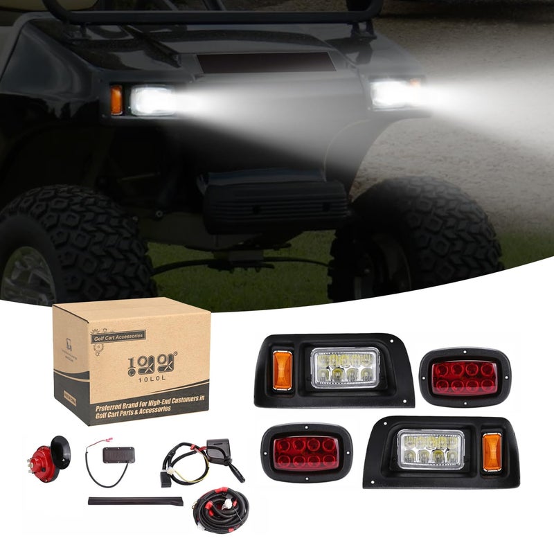 10L0L Golf Cart Light Kit for Club Car DS (12V) All Models with Head Light, Tail Lights, Turn Signals, Brake Lights Emergency Flasher and Horn - Image 1