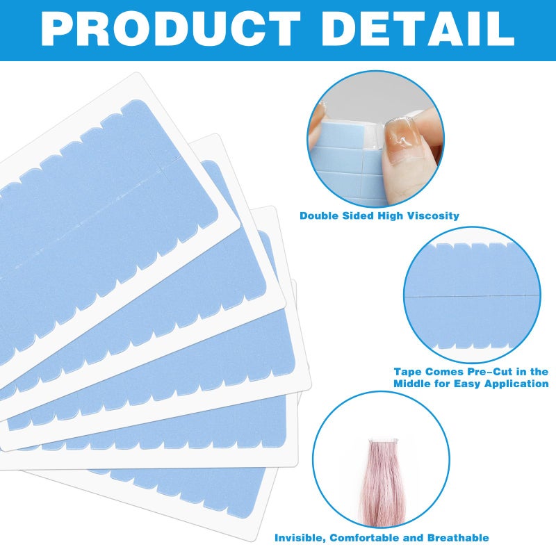 CANIPHA 120Pcs Hair Extension Tape Double Sided Hair Tape, Adhesive Replacement Tape for Hair Extensions, Human Hair Tape Tabs Tape in Tape Extension Replacement Wig Tape, Wig Tape Beauty Tools(Blue) - Image 3