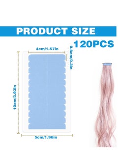 CANIPHA CANIPHA 120Pcs Hair Extension Tape Double Sided Hair Tape, Adhesive Replacement Tape for Hair Extensions, Human Hair Tape Tabs Tape in Tape Extension Replacement Wig Tape, Wig Tape Beauty Tools(Blue)  - Image 2