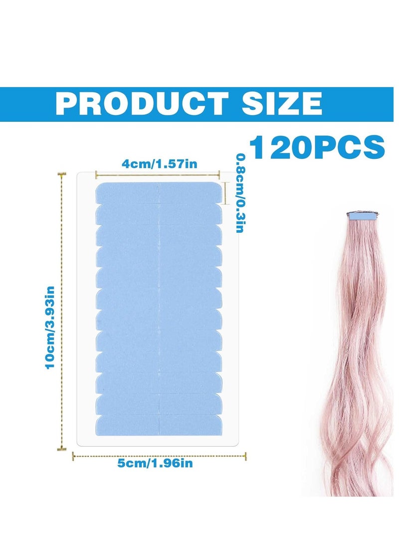 CANIPHA CANIPHA 120Pcs Hair Extension Tape Double Sided Hair Tape, Adhesive Replacement Tape for Hair Extensions, Human Hair Tape Tabs Tape in Tape Extension Replacement Wig Tape, Wig Tape Beauty Tools(Blue)  - Image 2
