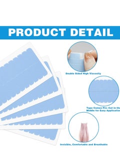 CANIPHA CANIPHA 120Pcs Hair Extension Tape Double Sided Hair Tape, Adhesive Replacement Tape for Hair Extensions, Human Hair Tape Tabs Tape in Tape Extension Replacement Wig Tape, Wig Tape Beauty Tools(Blue)  - Image 4