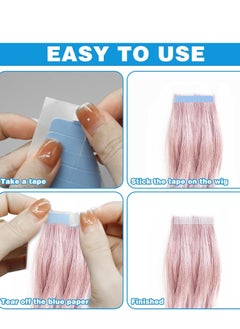 CANIPHA CANIPHA 120Pcs Hair Extension Tape Double Sided Hair Tape, Adhesive Replacement Tape for Hair Extensions, Human Hair Tape Tabs Tape in Tape Extension Replacement Wig Tape, Wig Tape Beauty Tools(Blue)  - Image 5