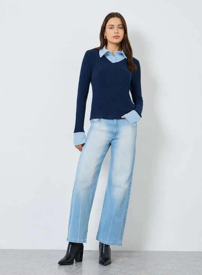 ستايلي بلوزة محبوكة بأكمام طويلة