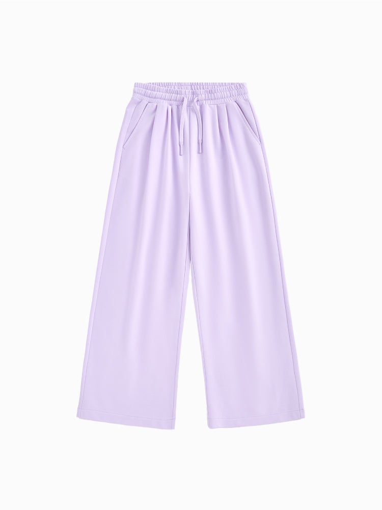 Balabala Girls' Flowy Wide-Cut Sweatpants - Solid Color With Pockets And Elastic Waist - Image 1