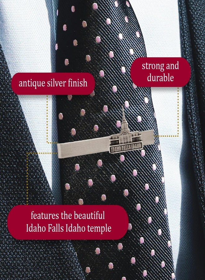 Ringmasters Silver Tie Clip by Ringmasters | LDS Temple Tie Clips for Men with Antique Silver Finish | Suit Accessories for Weddings, Church, & Formal Events | Versatile Tie Pin, (Idaho Falls Idaho) - Image 3