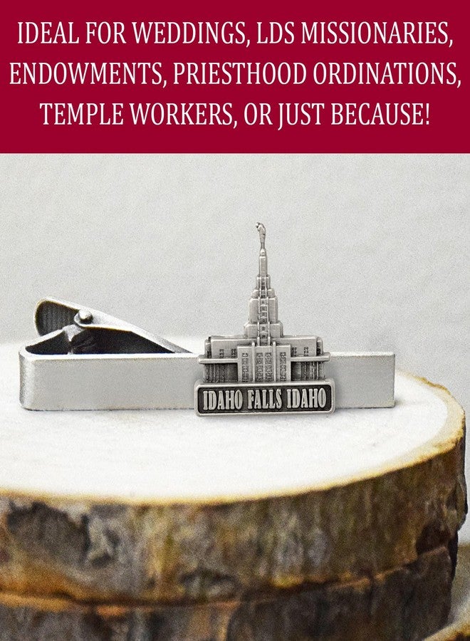 Ringmasters Silver Tie Clip by Ringmasters | LDS Temple Tie Clips for Men with Antique Silver Finish | Suit Accessories for Weddings, Church, & Formal Events | Versatile Tie Pin, (Idaho Falls Idaho) - Image 2