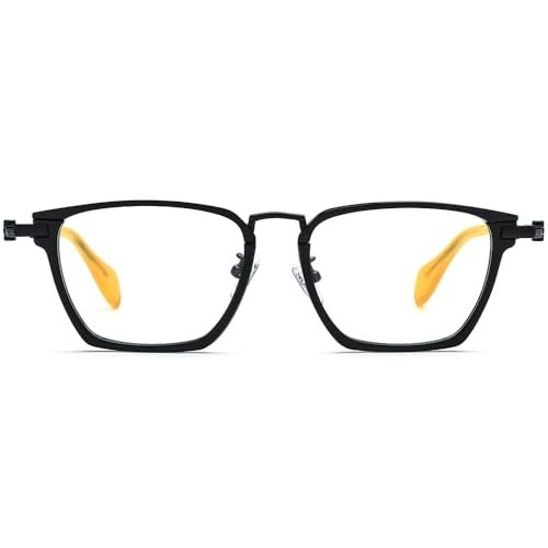 FONEX Acetate Titanium Glasses Frame Men New Square Eyeglasses Spectacles Eyewear (85836 Black) - Image 5