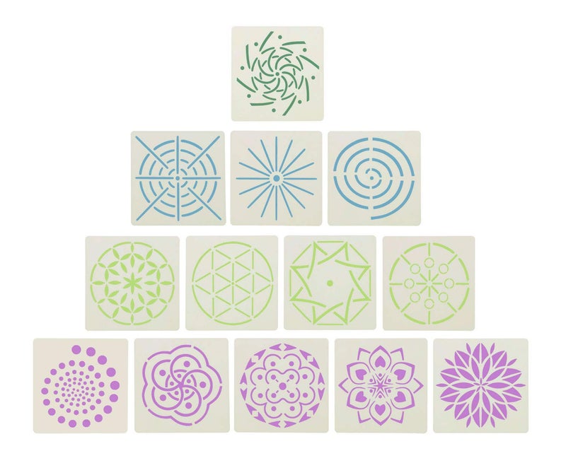 Penta Angel 13Pcs Mandala Dot Painting Template Stencils, Reusable Dotting Stencil Tools Set for Art Projects DIY Painting on Stone Rock Wood Airbrush Walls - Image 2