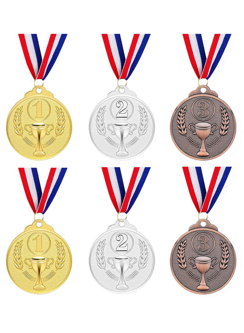Award Metal Kids Winner Medals for Kids, Gold Silver and Bronze Medals with Trophy Pattern 1st 2nd 3rd Prizes for Sports Award, Competitions, Party Favors and Decorations(6 Pcs) - Image 1
