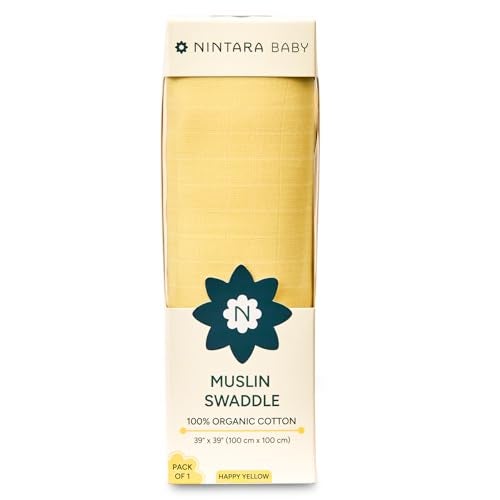 NINTARABABY Swaddle - 100% Organic Premium Muslin Cotton, 39" x 39" (100 cm x 100 cm), Ultra-Soft, Breathable & Lightweight, Multipurpose, Unisex, Hypoallergenic, Gifts for Newborn Babies - Image 1