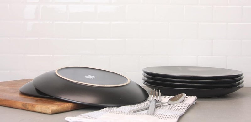 10 Strawberry Street Two Tone Coupe 8 Salad Plate Set Of 6 BlackGray - Image 3