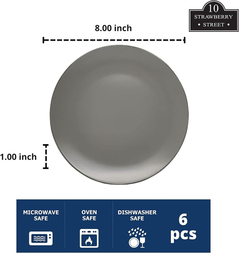 10 Strawberry Street Two Tone Coupe 8 Salad Plate Set Of 6 BlackGray - Image 5
