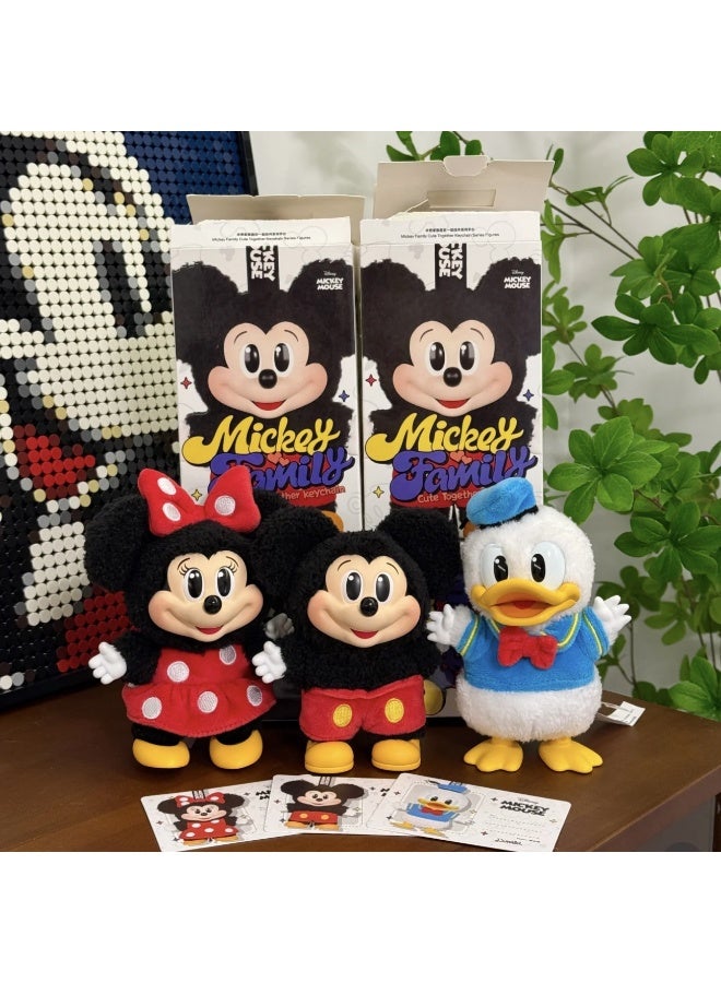 general Mickey Family series tide play blind box toy Mickey Minnie vinyl doll hand-made Plush blind box pendant decoration - Image 3