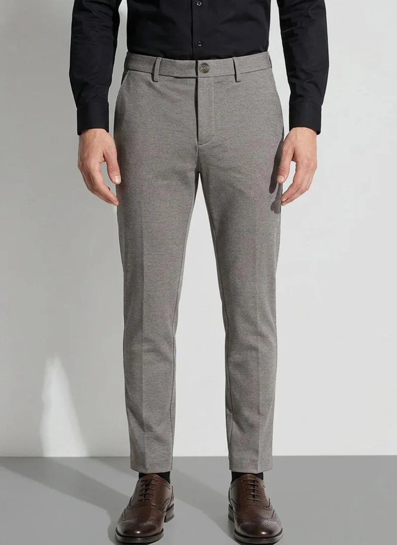 Grey Mid-rise Men's Cropped Chinos By Clothing Trousers