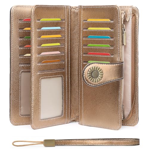 SENDEFN Wallets for Women Leather Credit Card Holder with RFID Blocking Large Capacity Wristlet - Image 2