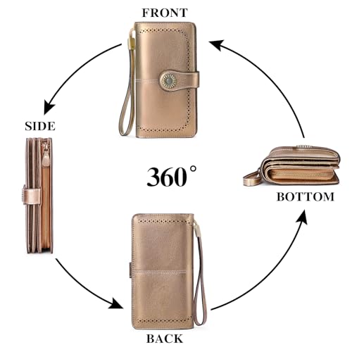 SENDEFN Wallets for Women Leather Credit Card Holder with RFID Blocking Large Capacity Wristlet - Image 5