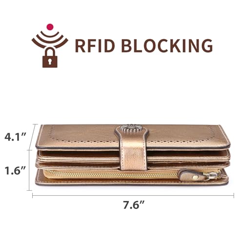 SENDEFN Wallets for Women Leather Credit Card Holder with RFID Blocking Large Capacity Wristlet - Image 3