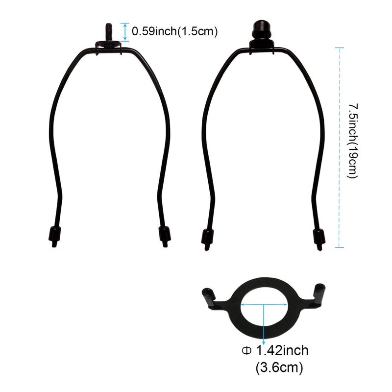 RddenIy 8" Lamp Shade Harp Holder and E26 Light Base UNO Fitter Adapter Converter Finial Set,for Table and Floor Lamps - Image 2