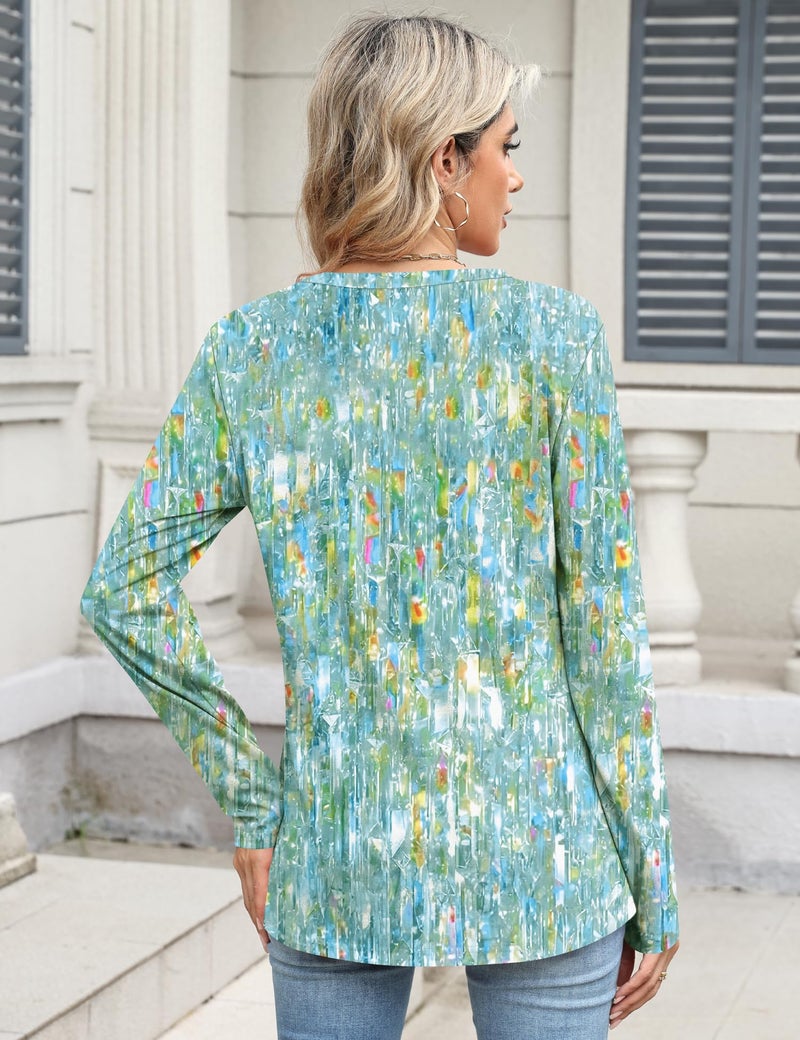 TCOT Women Long Sleeve Crew Neck Tee Tops Trendy Casual Dressy Blouses Green Spring Clothes Pullover Shirts M - Image 3