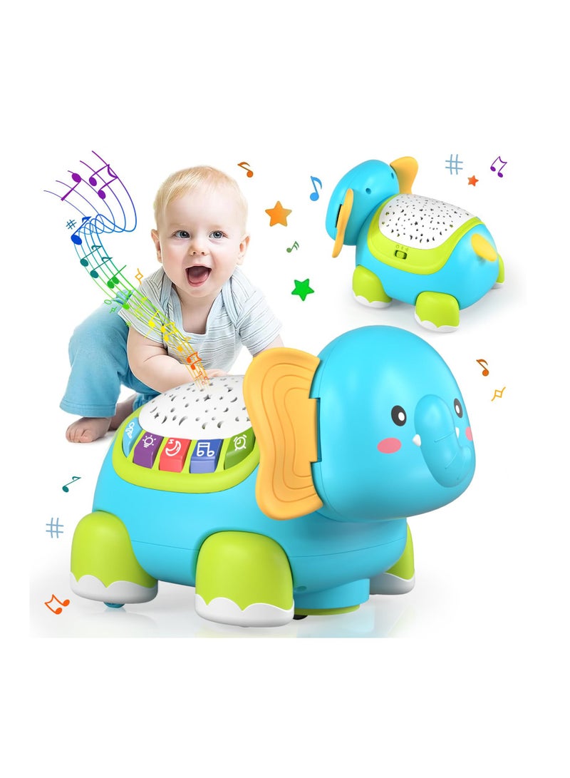 Excefore Crawling Musical Elephant Toys for 0-12 Months, Baby Toys 6 Months Plus, Toddler Sound Toys with Projector Light, Learning Gifs Toys for Boys Girls 1 Year Old - Image 1