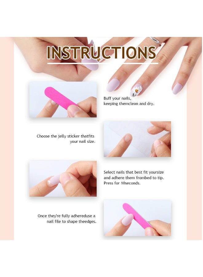 JUMEI Peach Pink Ombre Press-On Nails 24PCS – Glossy Jelly Finish with Glitter, Elegant Natural Look, Reusable Fake Nails for Daily & Party Wear - Image 5