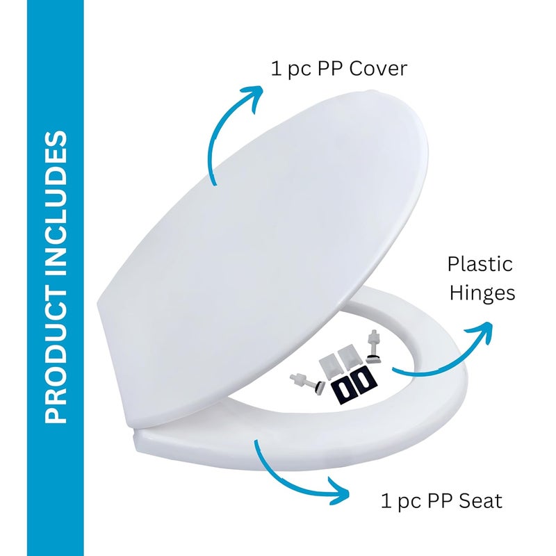 Parryware Standard Regular Seat Cover White Toilet Seat Cover Antibacterial Comfortable Commode Seat Cover for Bathroom Fixture E80711C - Image 2