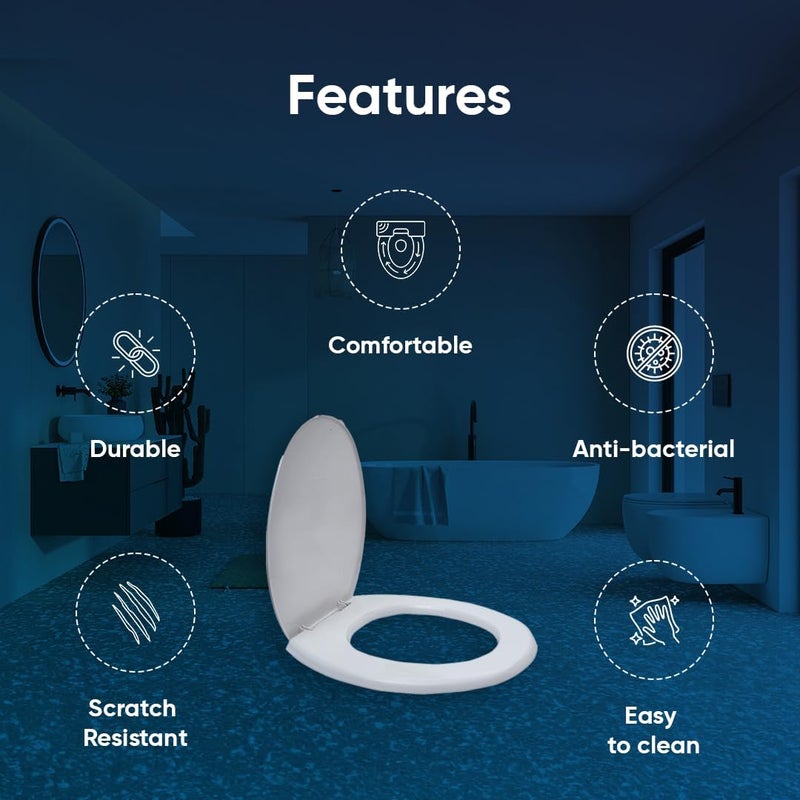 Parryware Standard Regular Seat Cover White Toilet Seat Cover Antibacterial Comfortable Commode Seat Cover for Bathroom Fixture E80711C - Image 3