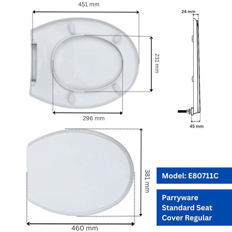 Parryware Standard Regular Seat Cover White Toilet Seat Cover Antibacterial Comfortable Commode Seat Cover for Bathroom Fixture E80711C - Image 4