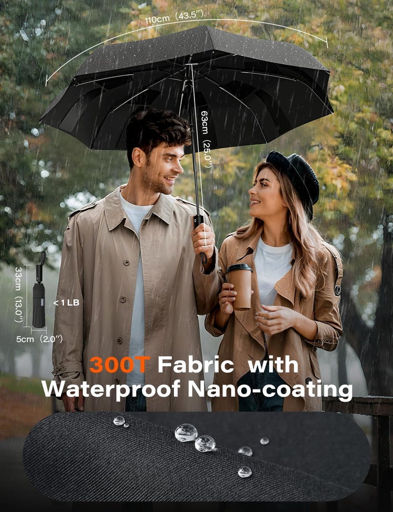 TAZENI Auto-Tidy Travel Umbrella, Auto Open Close Compact Umbrella for Rain, Windproof Folding Umbrella with Self-Folding Canopy, Waterproof UV Protection, Lightweight Portable Umbrellas for Men Women - Image 4