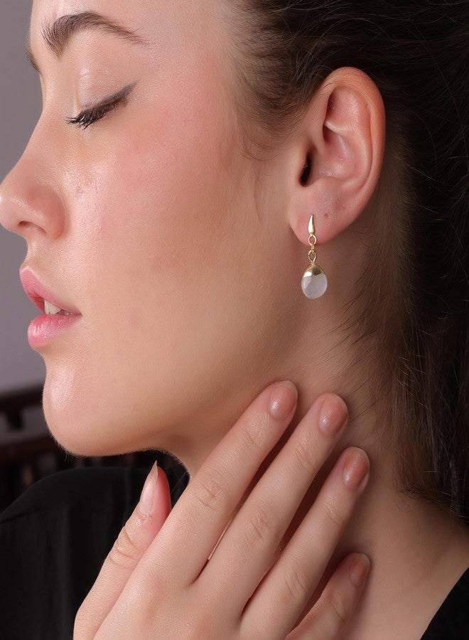 Dua Rainbow Moonstone Earrings - Handcrafted Gold-Plated Statement Jewelry - Image 3