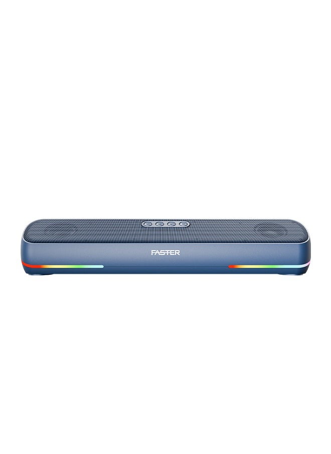 Faster RYZO Z16 Wireless Bluetooth Soundbar 16W - Portable Stereo Speaker with TWS, FM Radio, Bluetooth Call, USB, TF Card, AUX In - Deep Bass Home Theater Audio System for TV, PC, Laptop, Phone (Navy Blue)  - Image 1