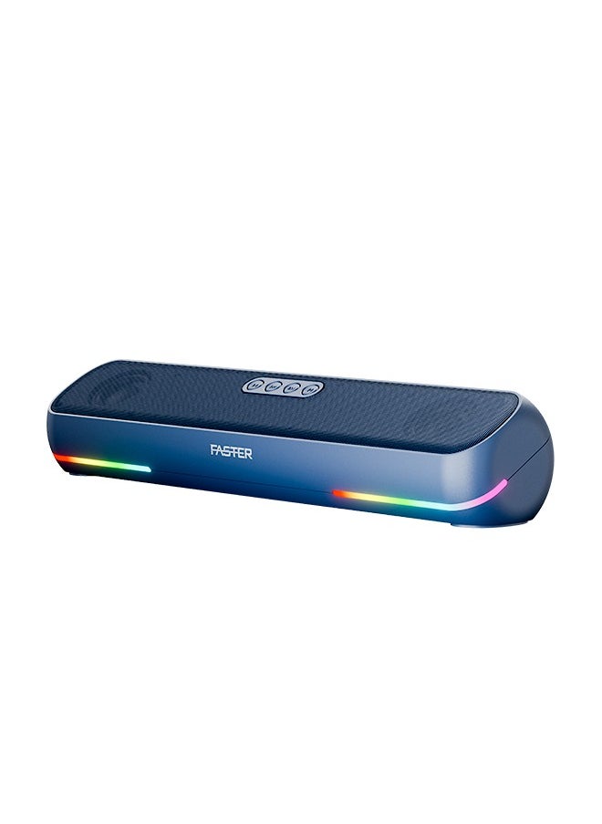 Faster RYZO Z16 Wireless Bluetooth Soundbar 16W - Portable Stereo Speaker with TWS, FM Radio, Bluetooth Call, USB, TF Card, AUX In - Deep Bass Home Theater Audio System for TV, PC, Laptop, Phone (Navy Blue)  - Image 5