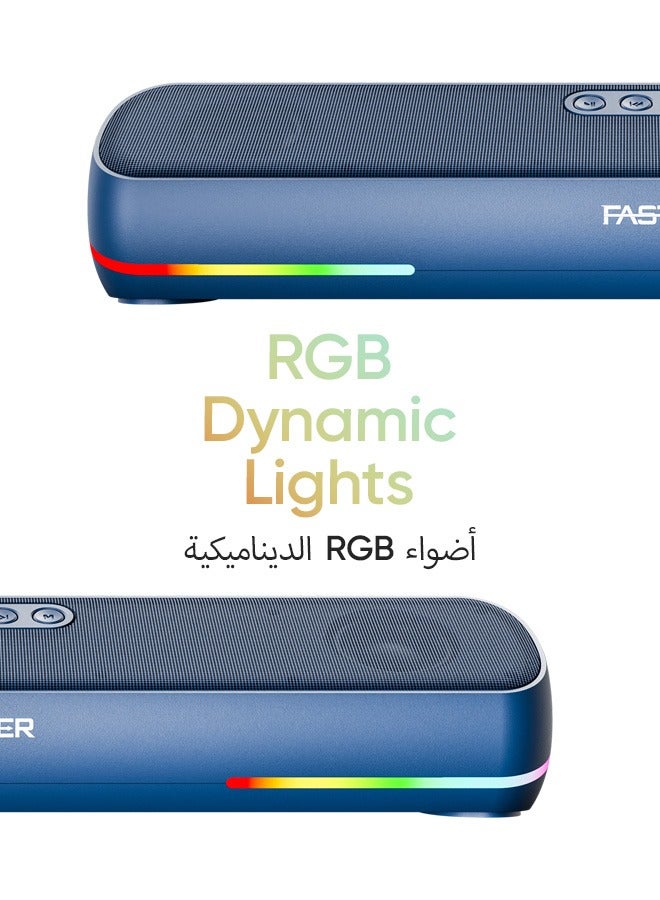 Faster RYZO Z16 Wireless Bluetooth Soundbar 16W - Portable Stereo Speaker with TWS, FM Radio, Bluetooth Call, USB, TF Card, AUX In - Deep Bass Home Theater Audio System for TV, PC, Laptop, Phone (Navy Blue) - Image 4