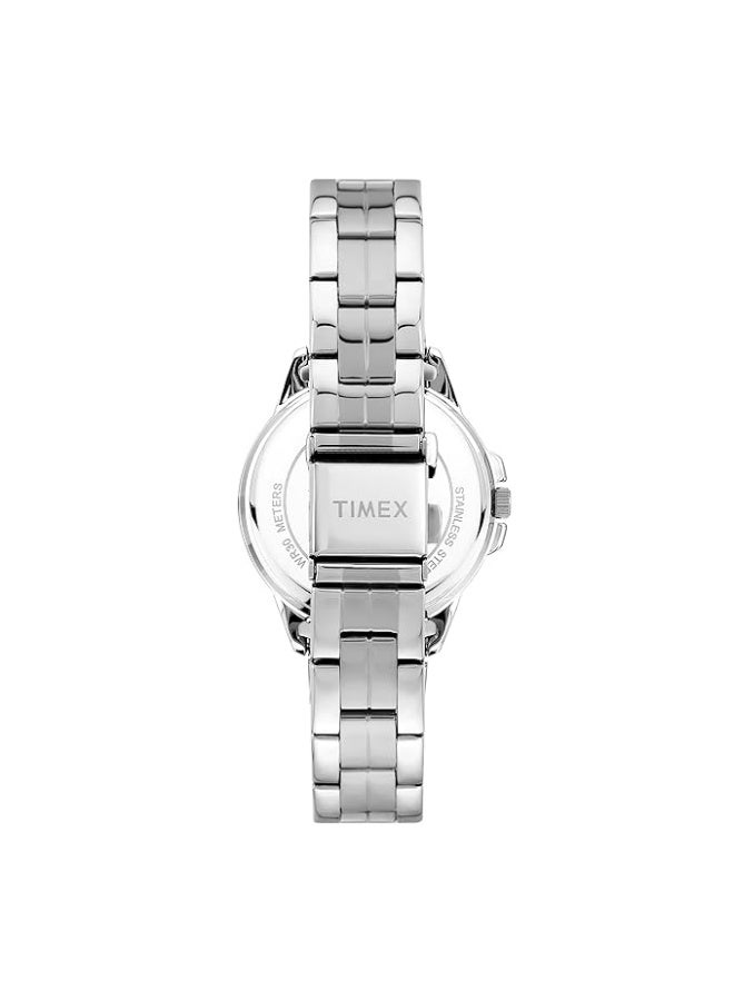 تيميكس ساعة TIMEX التناظرية للنساء، متوفرة بمينا متعدد الألوان وسوار من الفولاذ المقاوم للصدأ باللون الفضي - ساعات يد مقاومة للماء. - Image 4