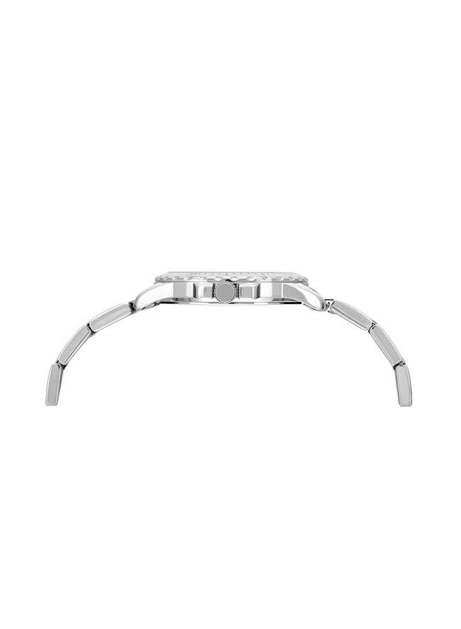 تيميكس ساعة TIMEX التناظرية للنساء، متوفرة بمينا متعدد الألوان وسوار من الفولاذ المقاوم للصدأ باللون الفضي - ساعات يد مقاومة للماء. - Image 3