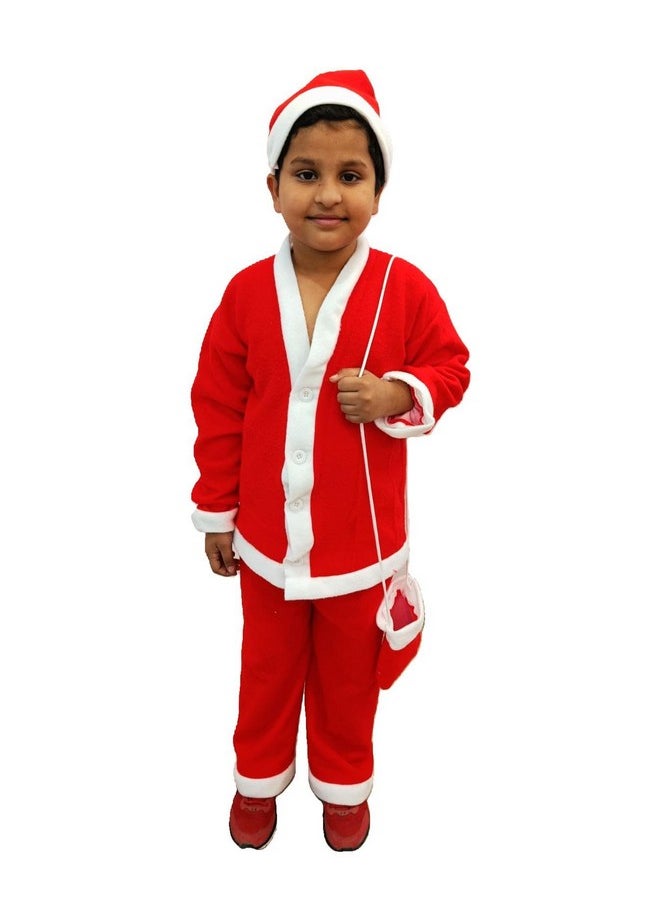 بوك ماي كوستيوم - طقم فستان بابا نويل من BookMyCostume مكون من 4 قطع (جاكيت، بنطال، حقيبة، وقبعة) زي عيد الميلاد للأطفال من عمر 6 إلى 12 شهرًا - Image 1