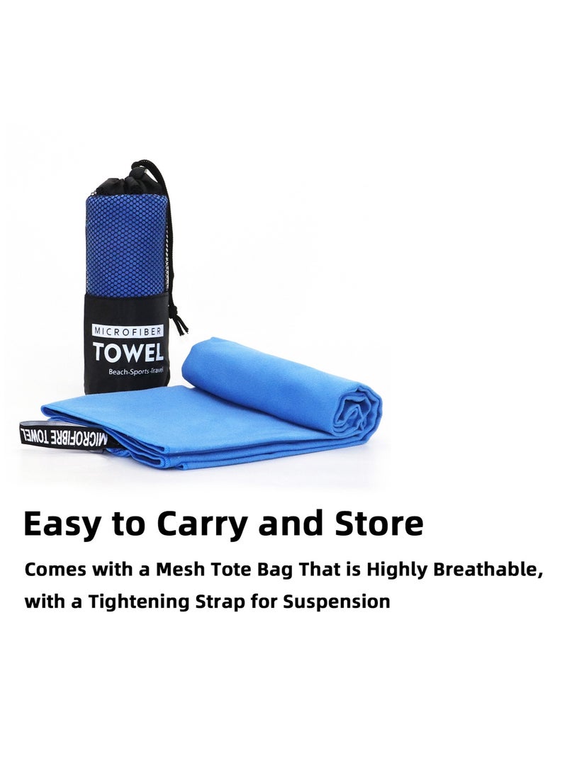 Teuuea 2 PCS Microfiber Sport Towels Fast Quickly Drying, Strong Water Absorption Large Lightweight Sheet Towel, 152x76CM and 80x40CM, for Gym Fitness Sports Yoga Bath Travel Swimming Beach Camping (Blue) - Image 4