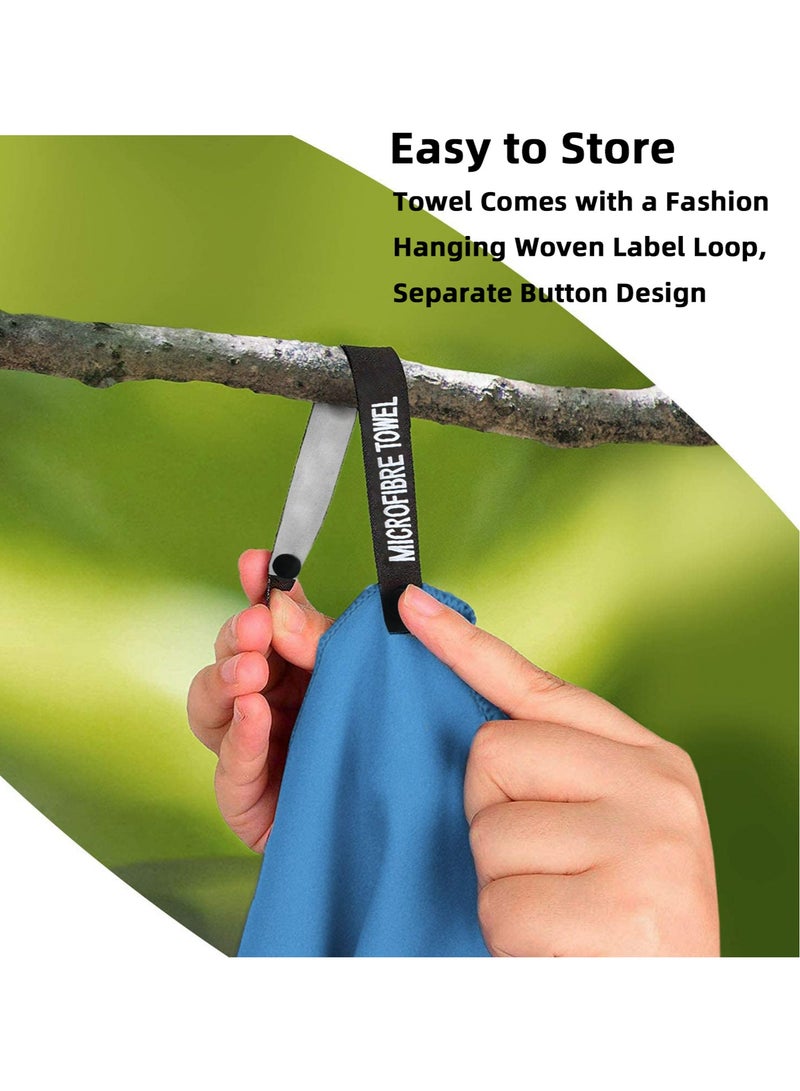 Teuuea 2 PCS Microfiber Sport Towels Fast Quickly Drying, Strong Water Absorption Large Lightweight Sheet Towel, 152x76CM and 80x40CM, for Gym Fitness Sports Yoga Bath Travel Swimming Beach Camping (Blue) - Image 5