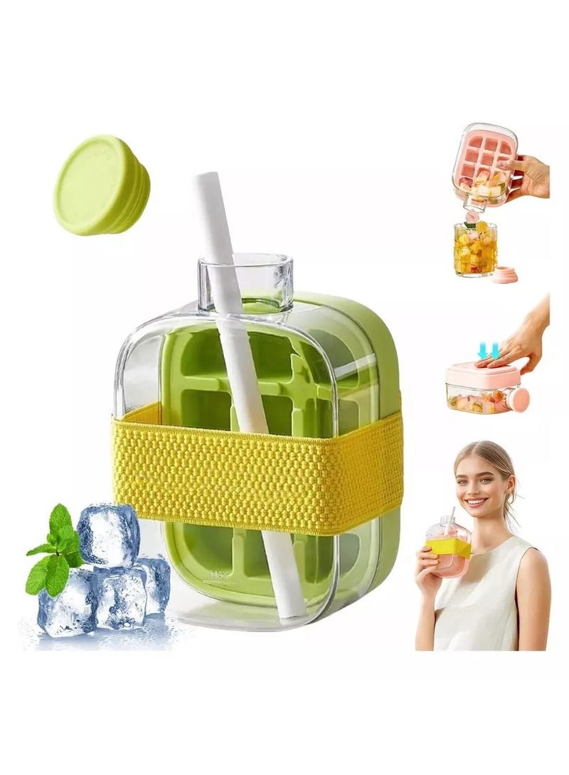 Chabeia 2-in-1 Ice Maker, 500ml Water Bottle with Straw,Ice Cube Tray & Water Bottle, Touch-Free ,Silicone Kettle,Ice Cube Mold - Image 1
