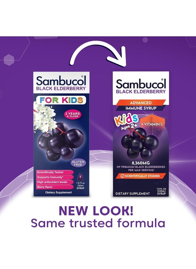 Sambucol Black Elderberry Syrup for Kids - Kids Elderberry Syrup, Added Vitamin C, Black Elderberry Syrup, Sambucus Elderberry Kids Syrup for Immune Support, Delicious Berry Taste - 4 Fl Oz, 2-Pack  - Image 2