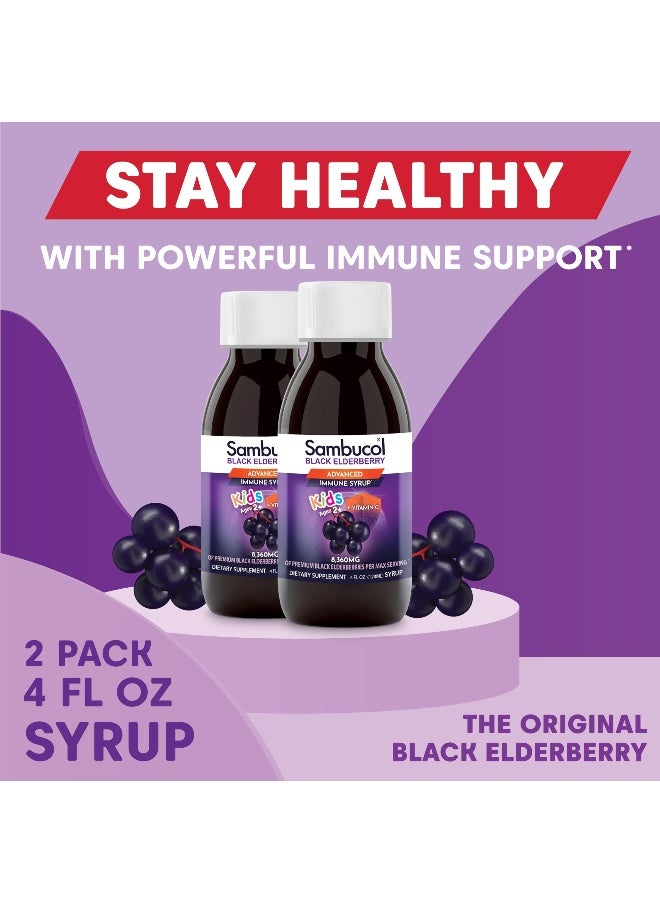 Sambucol Black Elderberry Syrup for Kids - Kids Elderberry Syrup, Added Vitamin C, Black Elderberry Syrup, Sambucus Elderberry Kids Syrup for Immune Support, Delicious Berry Taste - 4 Fl Oz, 2-Pack  - Image 5